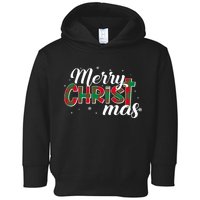 Plaid Merry Christmas Christ Toddler Hoodie