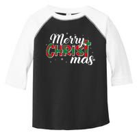 Plaid Merry Christmas Christ Toddler Fine Jersey T-Shirt