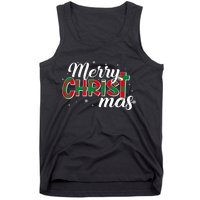 Plaid Merry Christmas Christ Tank Top