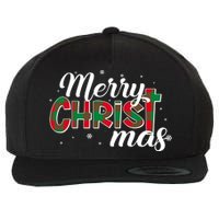 Plaid Merry Christmas Christ Wool Snapback Cap