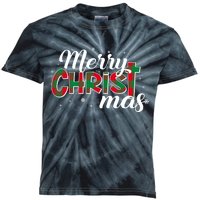 Plaid Merry Christmas Christ Kids Tie-Dye T-Shirt