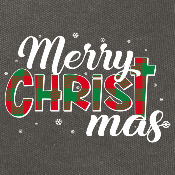 Plaid Merry Christmas Christ Cotton Canvas Backpack