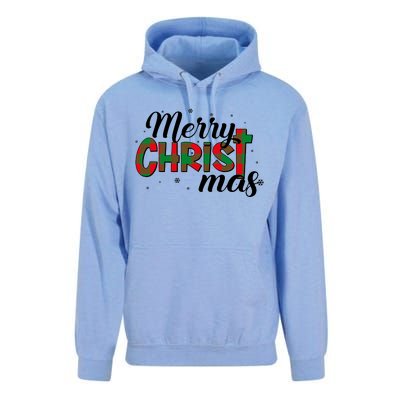 Plaid Merry Christmas Christ Unisex Surf Hoodie