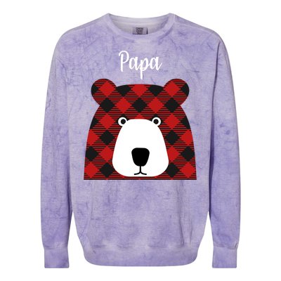 Plaid Pattern Papa Bear Colorblast Crewneck Sweatshirt