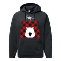 Plaid Pattern Papa Bear Performance Fleece Hoodie