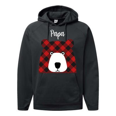 Plaid Pattern Papa Bear Performance Fleece Hoodie