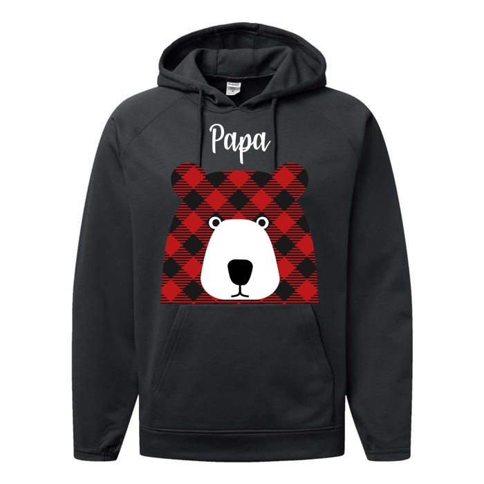 Plaid Pattern Papa Bear Performance Fleece Hoodie