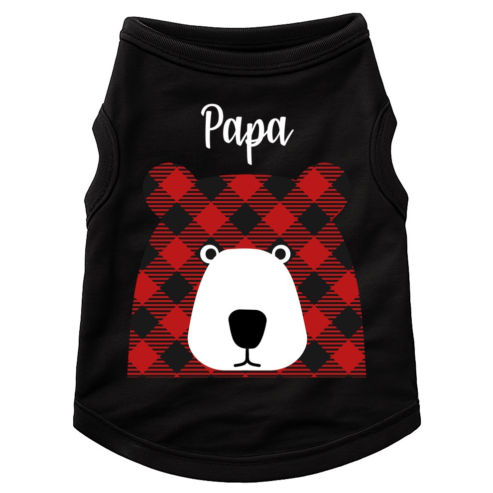 Plaid Pattern Papa Bear Doggie Tank