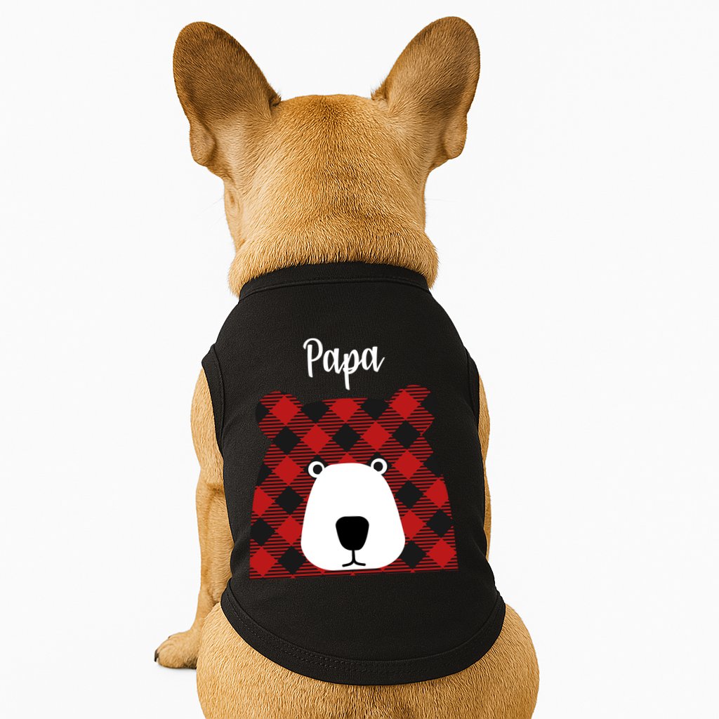 Plaid Pattern Papa Bear Doggie Tank