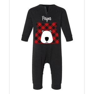 Plaid Pattern Papa Bear Infant Fleece One Piece