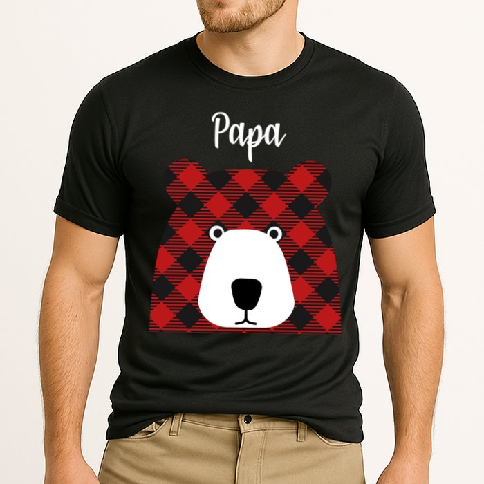 Plaid Pattern Papa Bear Cooling Performance Crew T-Shirt
