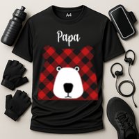 Plaid Pattern Papa Bear Cooling Performance Crew T-Shirt
