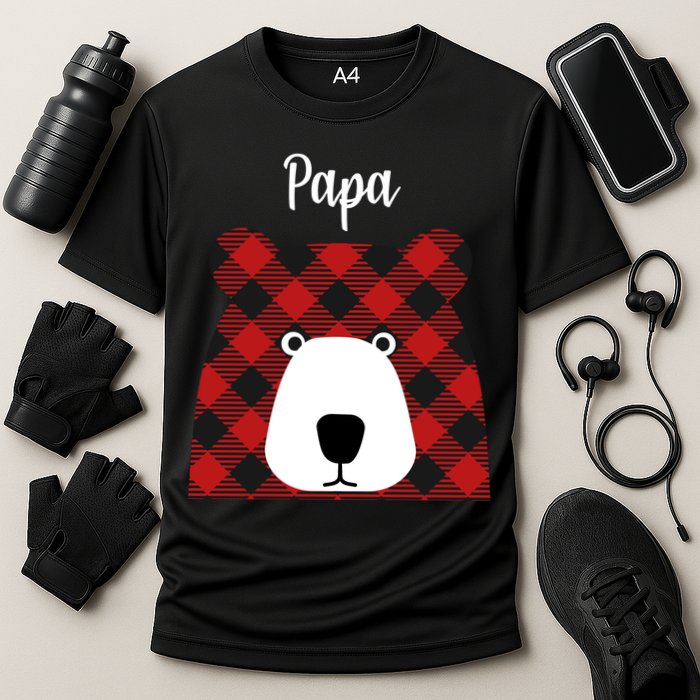 Plaid Pattern Papa Bear Cooling Performance Crew T-Shirt