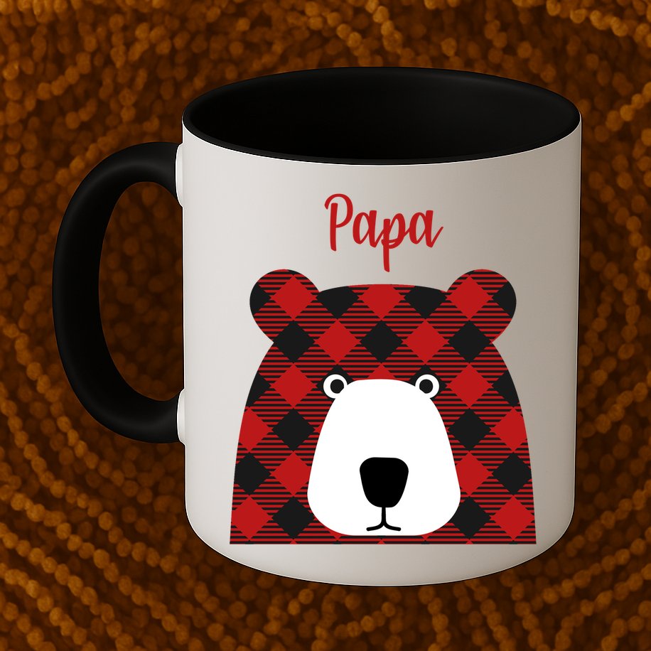 Plaid Pattern Papa Bear Mug