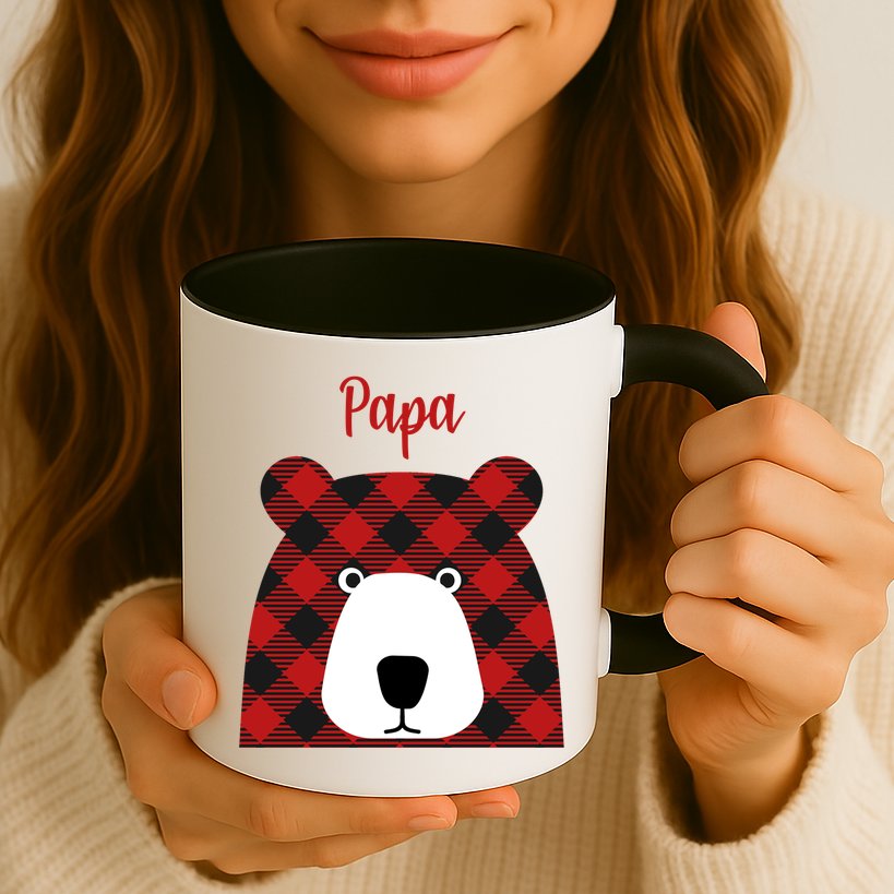 Plaid Pattern Papa Bear Mug