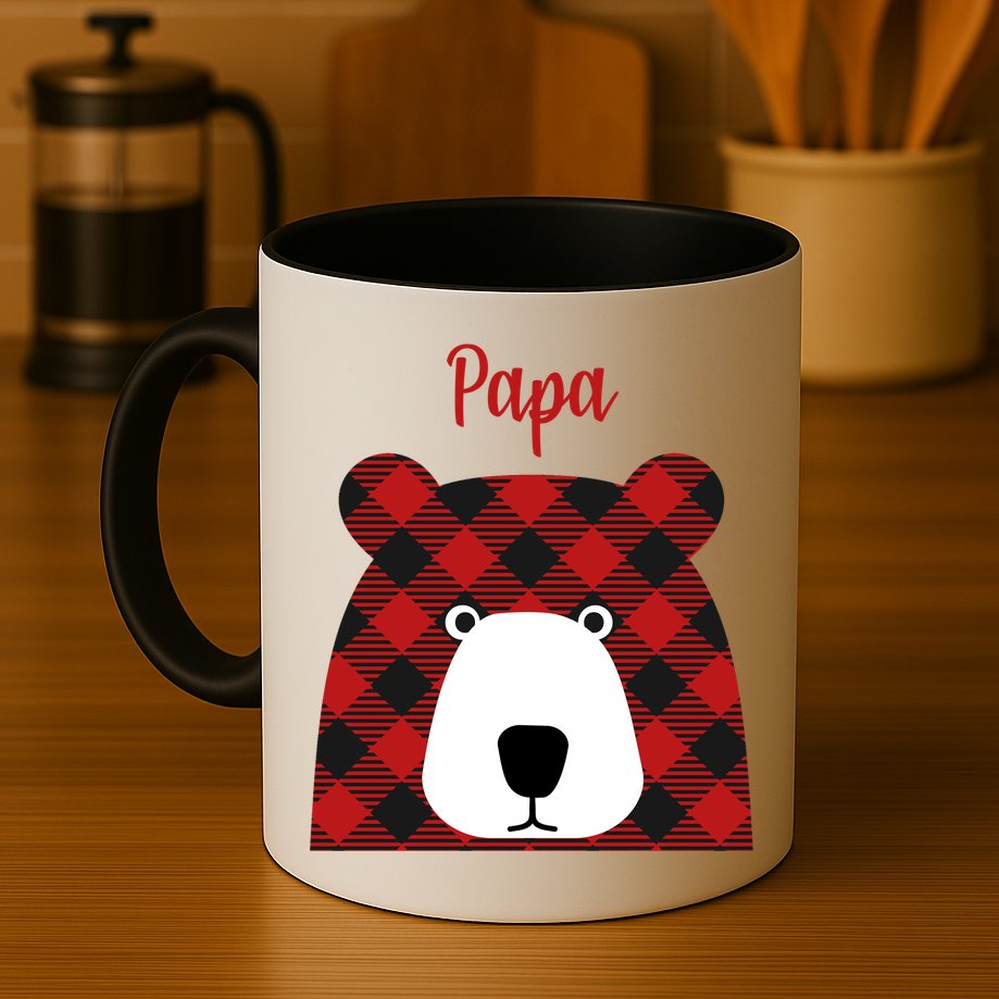 Plaid Pattern Papa Bear Mug