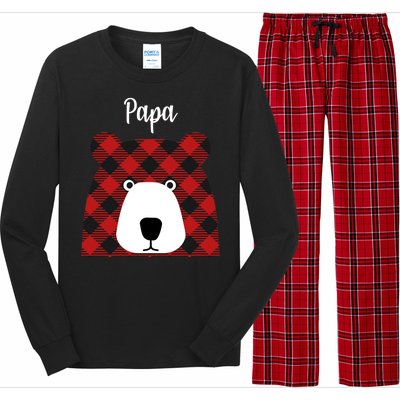 Plaid Pattern Papa Bear Long Sleeve Pajama Set