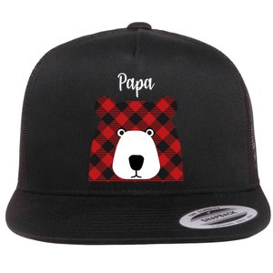 Plaid Pattern Papa Bear Flat Bill Trucker Hat