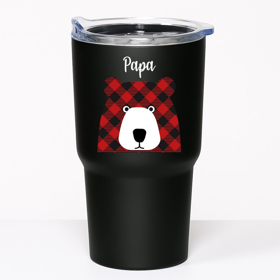 Plaid Pattern Papa Bear Tumbler