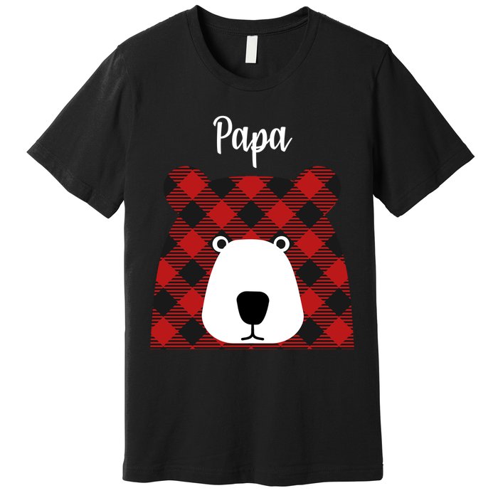 Plaid Pattern Papa Bear Premium T-Shirt