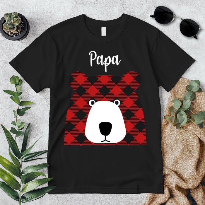 Plaid Pattern Papa Bear Premium T-Shirt