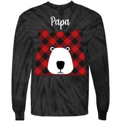 Plaid Pattern Papa Bear Tie-Dye Long Sleeve Shirt