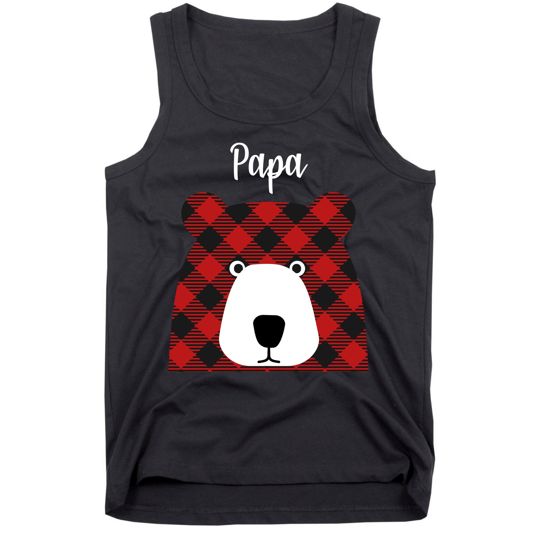 Plaid Pattern Papa Bear Tank Top