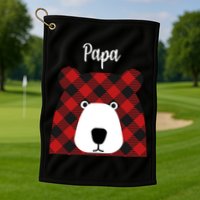 Plaid Pattern Papa Bear Golf Towel