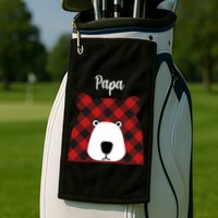 Plaid Pattern Papa Bear Golf Towel
