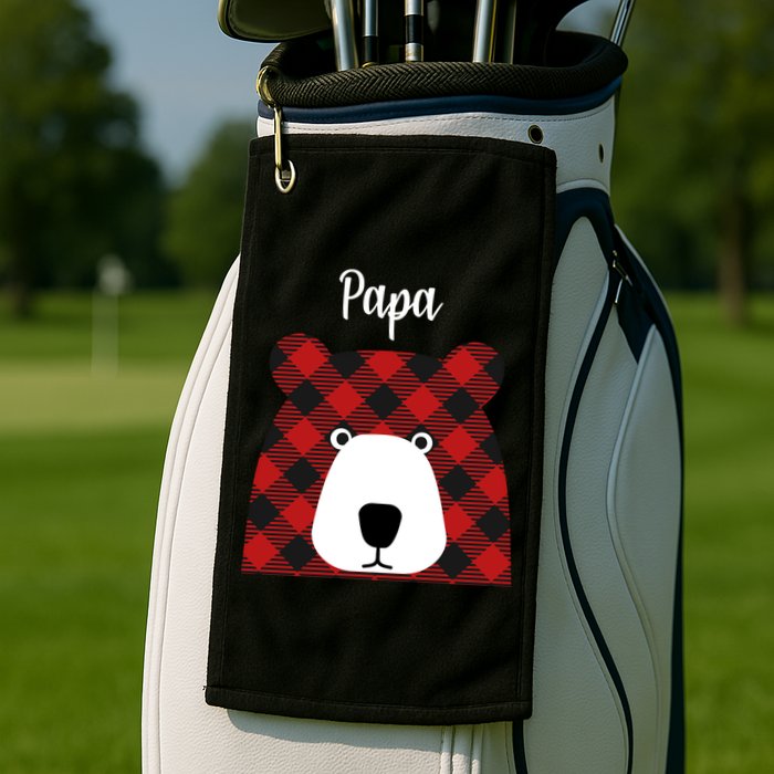 Plaid Pattern Papa Bear Golf Towel