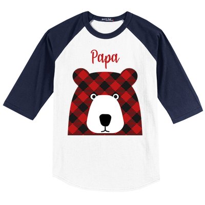 Plaid Pattern Papa Bear Baseball Sleeve Shirt