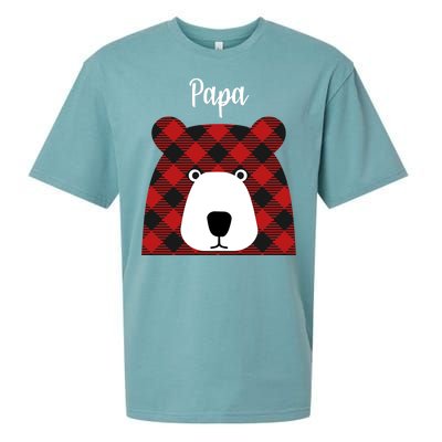 Plaid Pattern Papa Bear Sueded Cloud Jersey T-Shirt