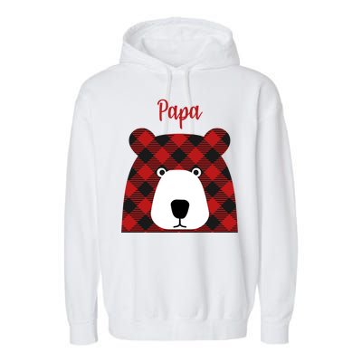 Plaid Pattern Papa Bear Garment-Dyed Fleece Hoodie