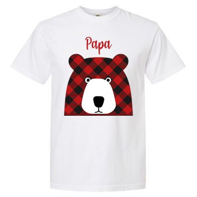 Plaid Pattern Papa Bear Garment-Dyed Heavyweight T-Shirt