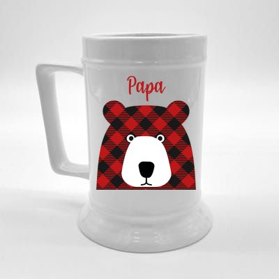 Plaid Pattern Papa Bear Beer Stein