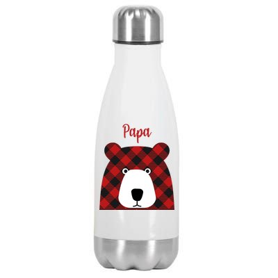 Plaid Pattern Papa Bear Stainless Steel Insulated Water Bottle