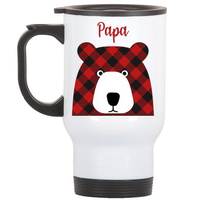 Plaid Pattern Papa Bear Stainless Steel Travel Mug