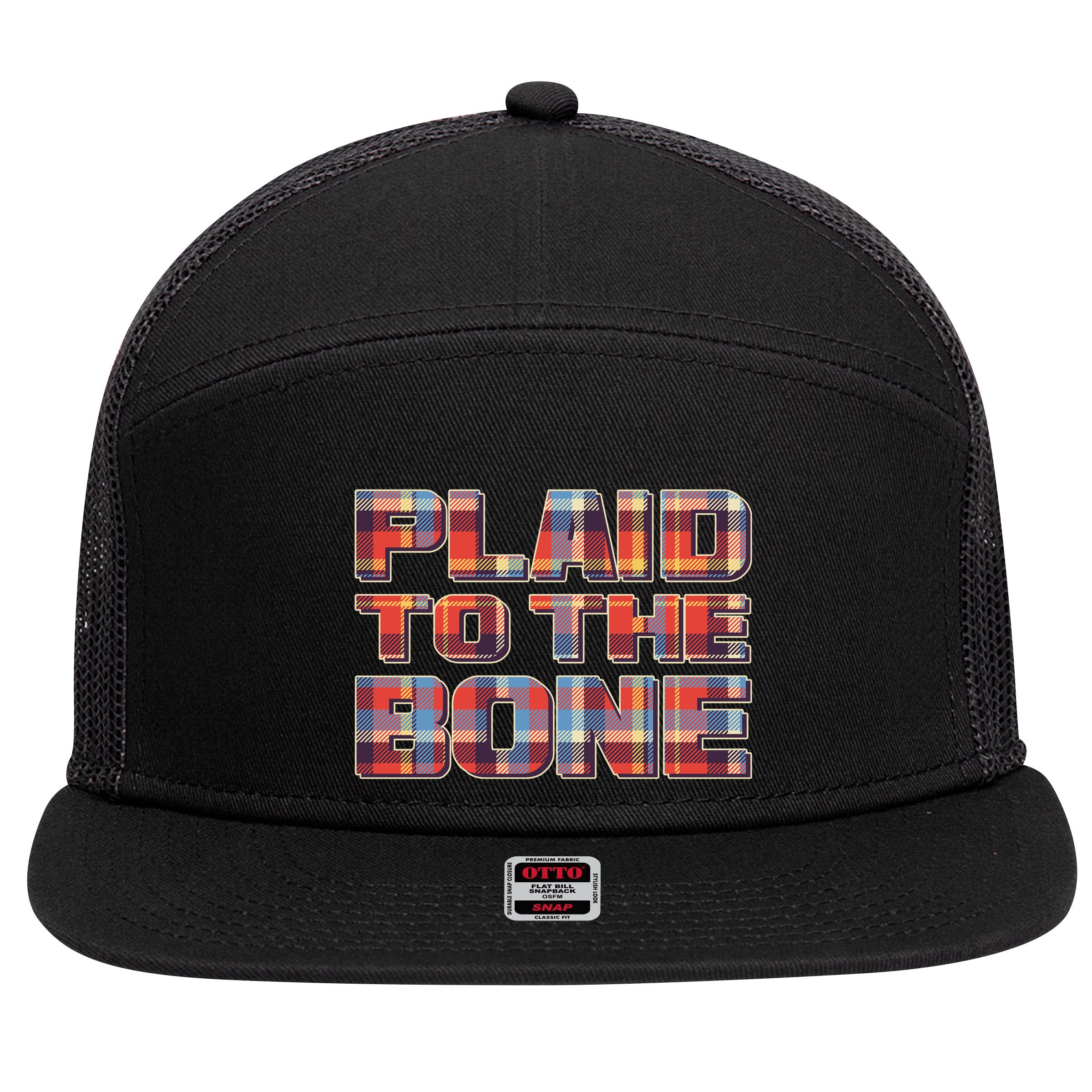 Plaid To The Bone 7 Panel Mesh Trucker Snapback Hat