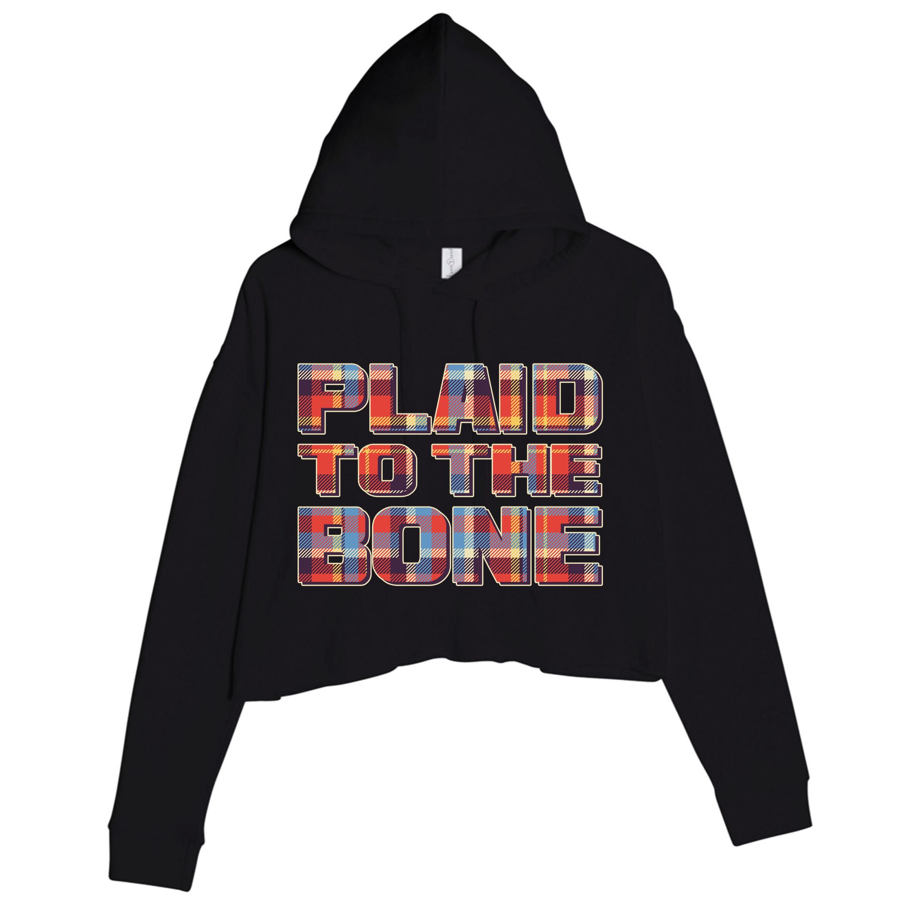 Plaid To The Bone Crop Fleece Hoodie