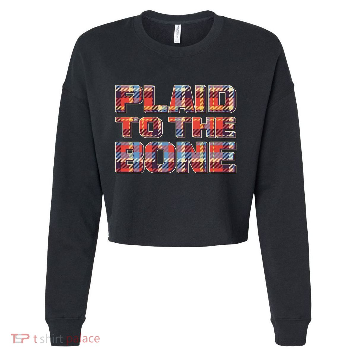 Plaid To The Bone Cropped Pullover Crew