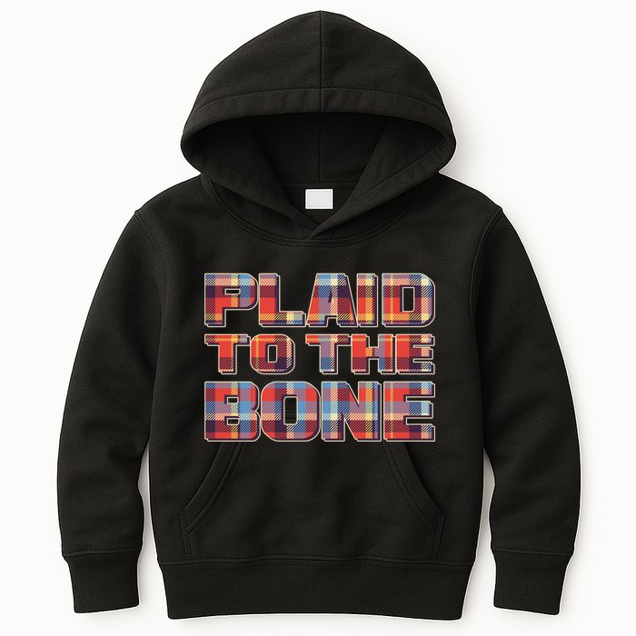 Plaid To The Bone Kids Hoodie