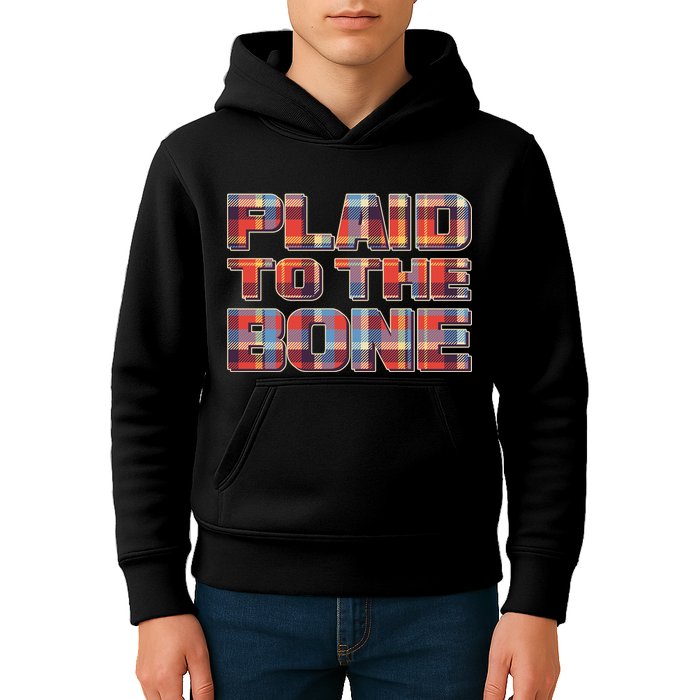 Plaid To The Bone Kids Hoodie