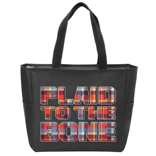 Plaid To The Bone Zip Tote Bag