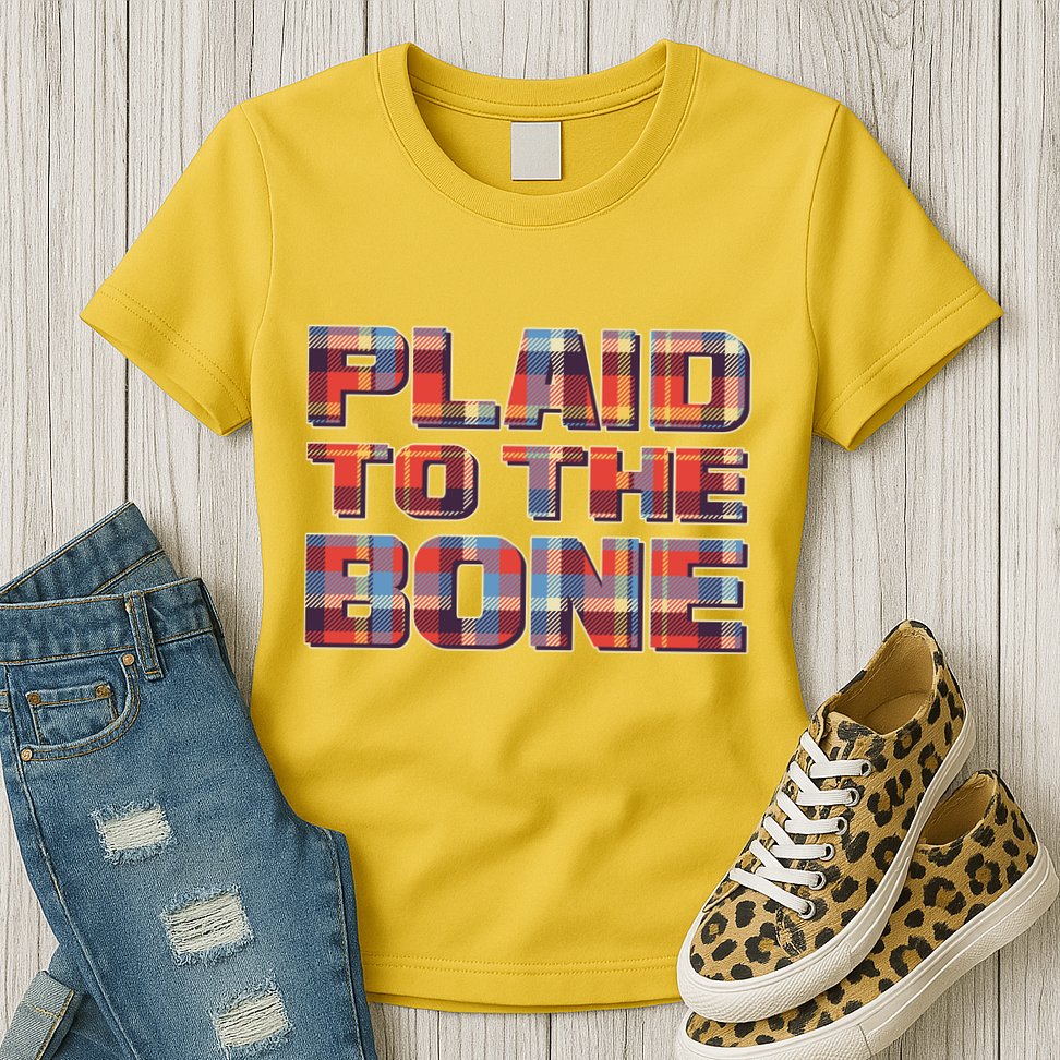 Plaid To The Bone Womens T-Shirt