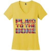 Plaid To The Bone Women's V-Neck T-Shirt