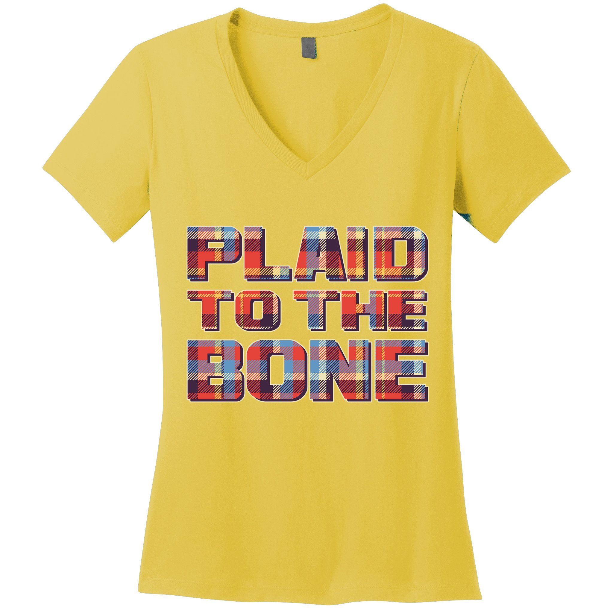 Plaid To The Bone Women's V-Neck T-Shirt