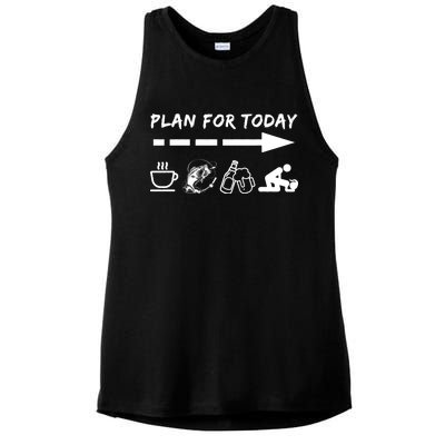 Plan For Today Coffee Fishing Beer Sex Ladies PosiCharge Tri-Blend Wicking Tank