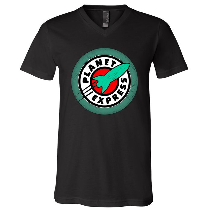 Planet Express Logo Vintage V-Neck T-Shirt