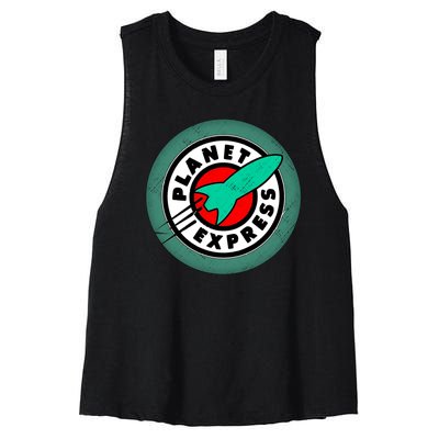 Planet Express Logo Vintage Women's Racerback Cropped Tank