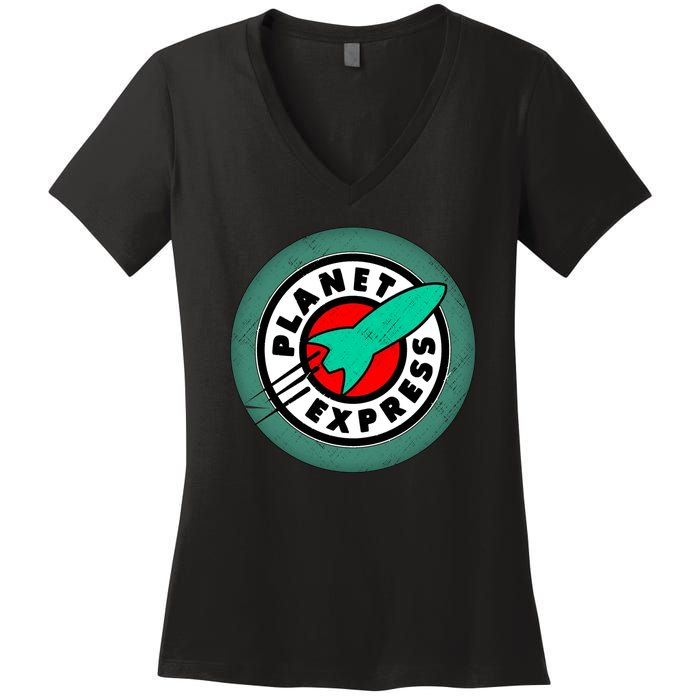 Planet Express Logo Vintage Women's V-Neck T-Shirt